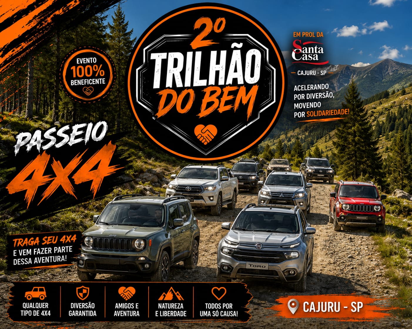 Comboio de veículos 4x4 do Trilhão do Bem