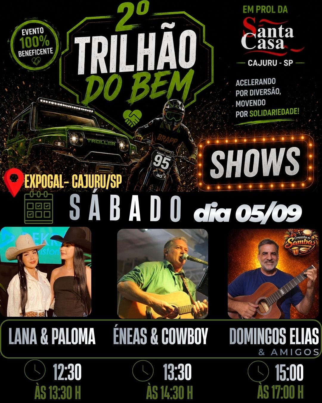 Banner completo dos shows de sábado