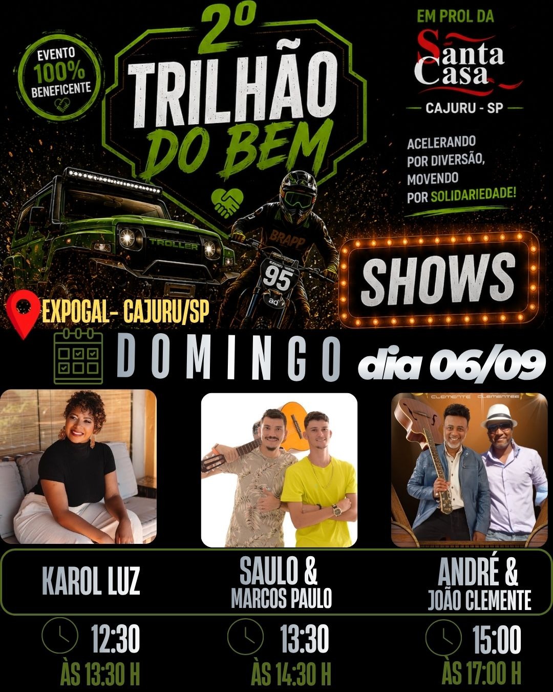 Banner completo dos shows de domingo